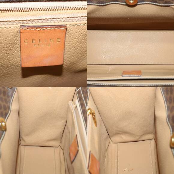 CELINE Macadam Canvas Hand Bag Pvc Leather Brown - Picture 11 of 13